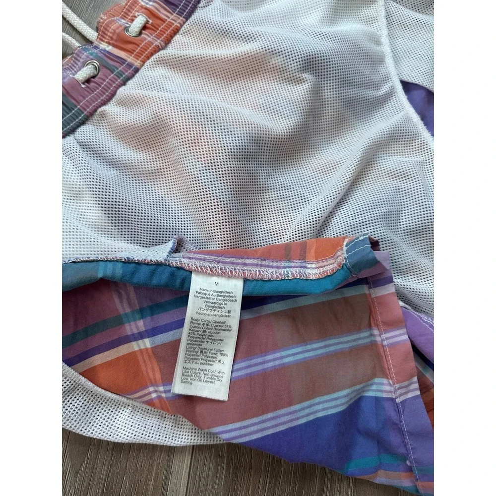 J.Crew Preppy Plaid Purple Orange Blue Board Shorts Medium Coastal Sunset Beachy